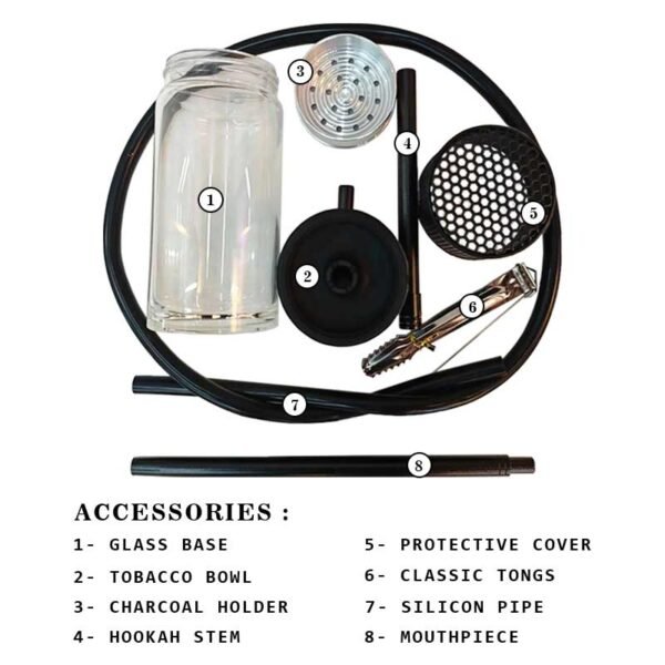 Finix Portable Car Hookah Glass Red + Accessories & Bag - Image 2