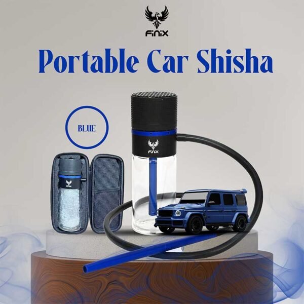 Finix Portable Car Hookah Glass Blue + Accessories & Bag - Image 4