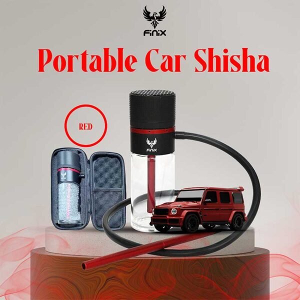 Finix Portable Car Hookah Glass Red + Accessories & Bag - Image 4