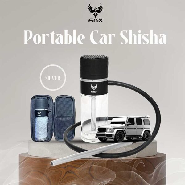 Finix Portable Car Hookah Glass Silver + Accessories & Bag - Image 4