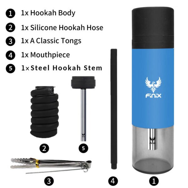 Finix Portable Car Hookah Plastic Blue + Accessories & Bag - Image 3