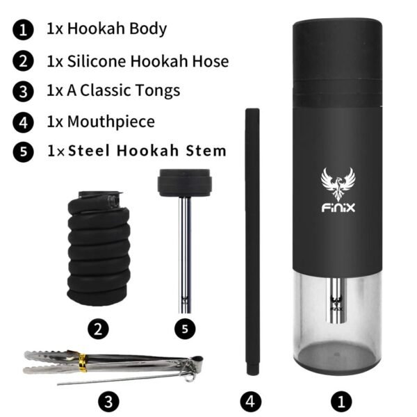 Finix Portable Car Hookah Plastic Black + Accessories & Bag - Image 3