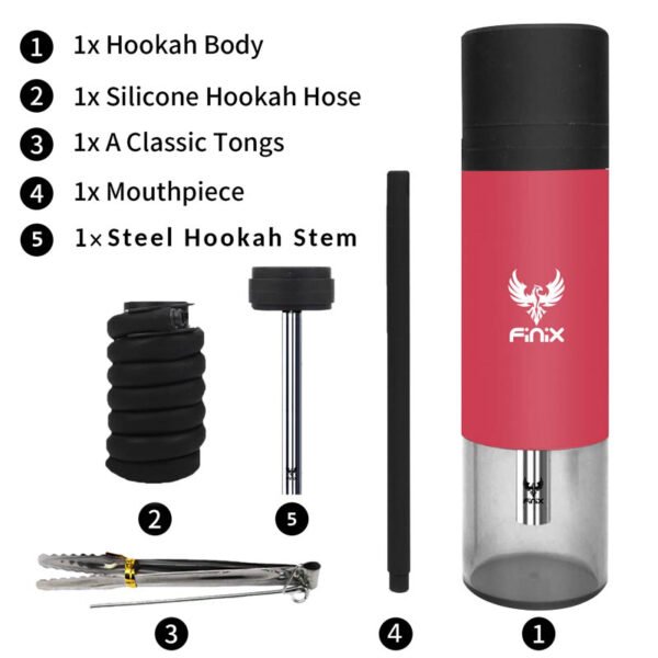 Finix Portable Car Hookah Plastic Red + Accessories & Bag - Image 3